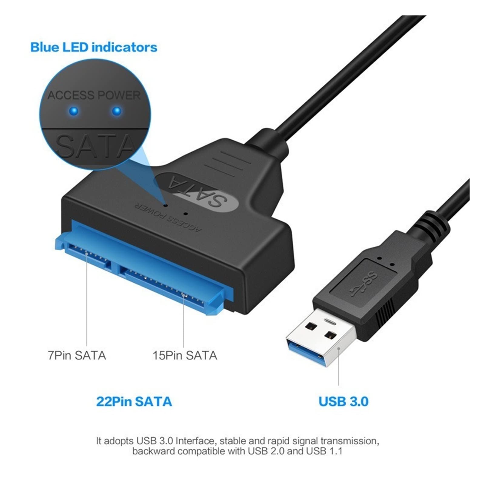USB SATA 3. Cable SATA a. USB 3.0. Adattatore SU A 6 GBPS Supporto 2.5 pollici esterno SSD HDD. Disco rigido 22 pin sata III A25 2.0. (Color : Orange)