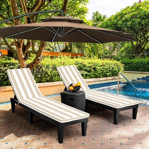 Chaise Lounge Cushions Outdoor, Waterproof & Fade-Resistant Lounger Cushions for Patio Furniture, Pool, Lawn - 74'' x 22'' x 3'', Set of 2