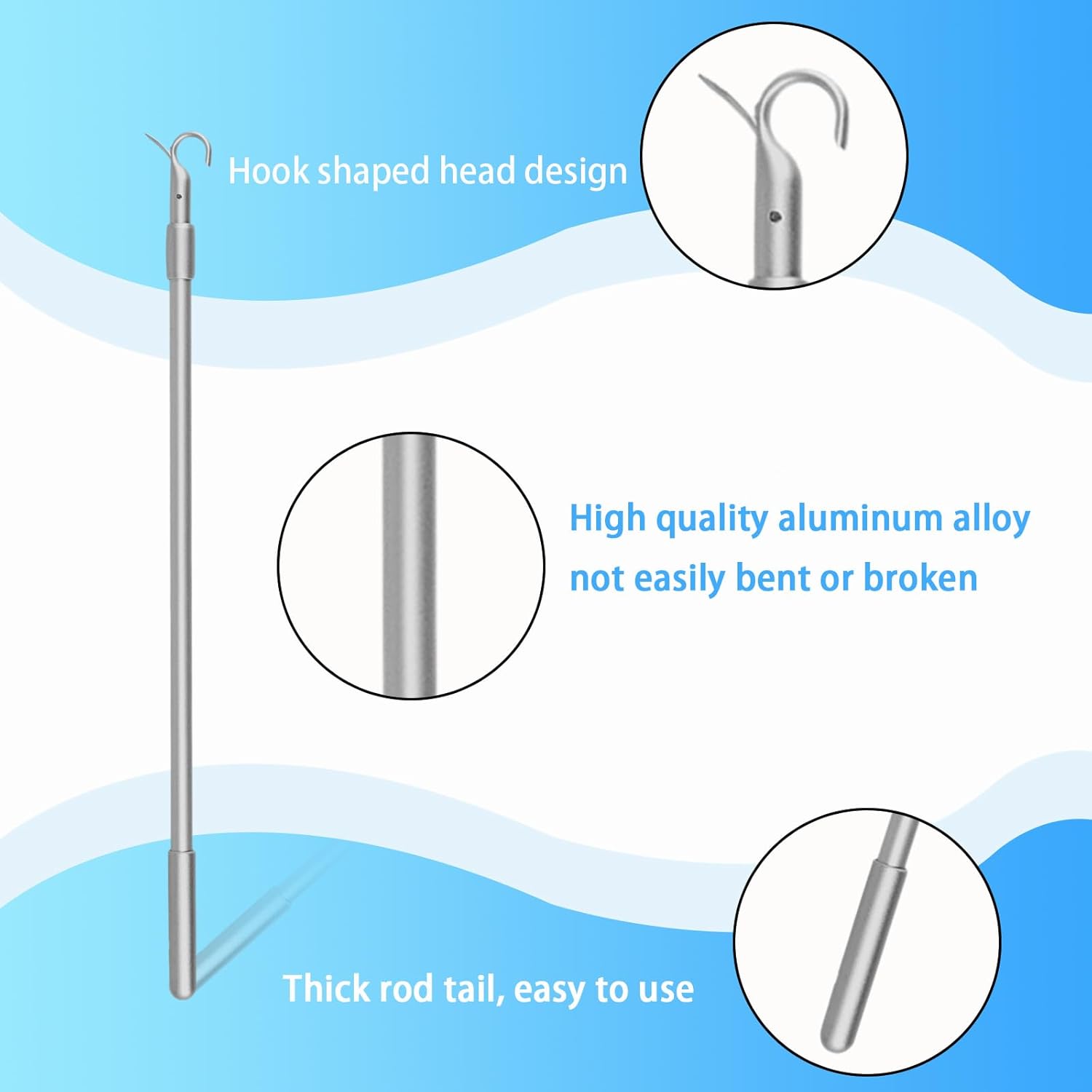 Draw Rod for Cordless Roller Shade Blinds 13"-24" Length Adjustable Drapery Pull Rod for Window Shades Zebra Easy-Grip Design Up and Down Easy to Pull