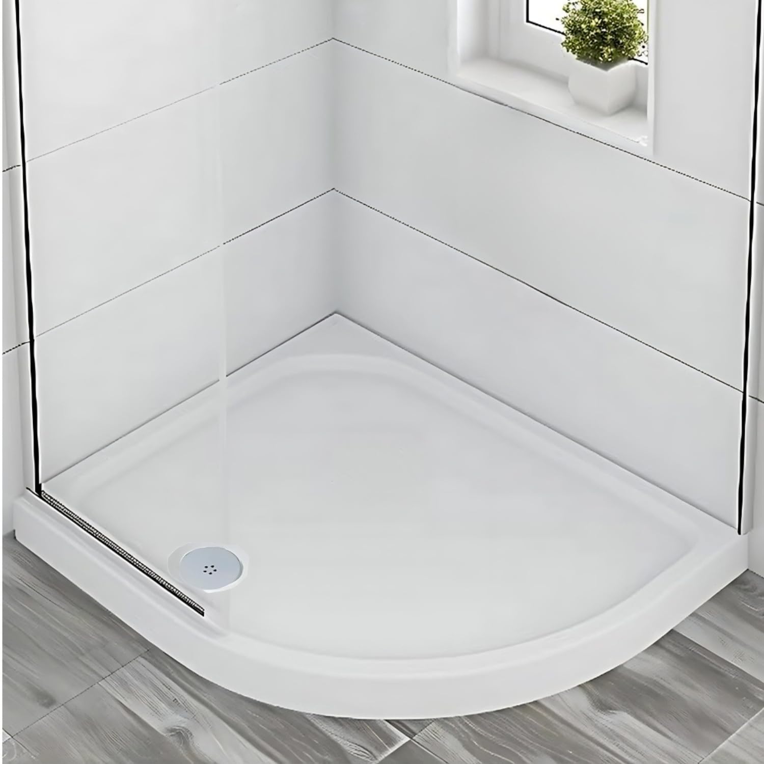 Go Bathrooms Shower Tray 900 x 760mm White Right Hand Quadrant Shower Tray 40mm Low Profile Enclosure Stone Resin Acrylic Capped Cubicle Tray