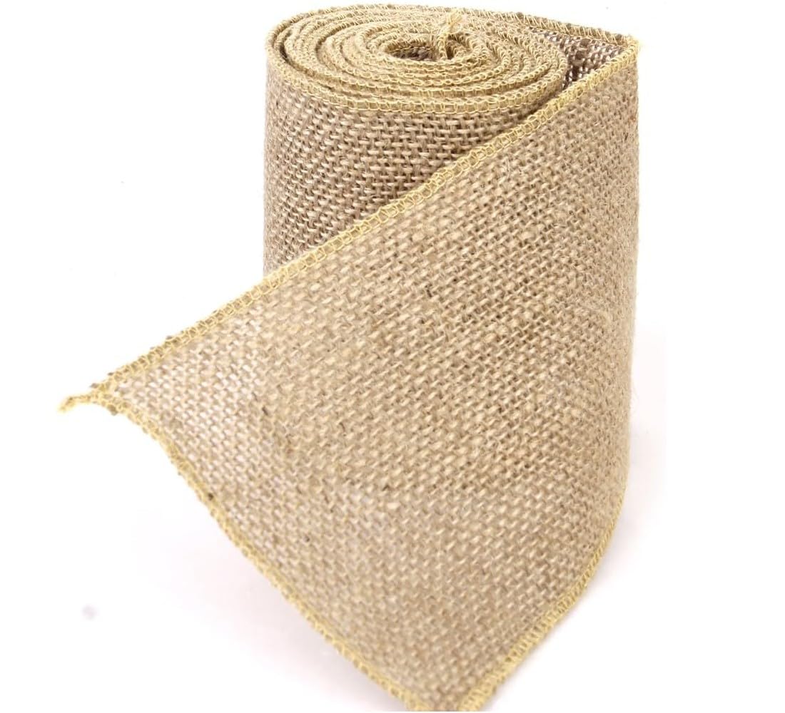 AKORD 1 Roll Hessian Ribbon, Jute, Beige, 3 Metre x 10cm