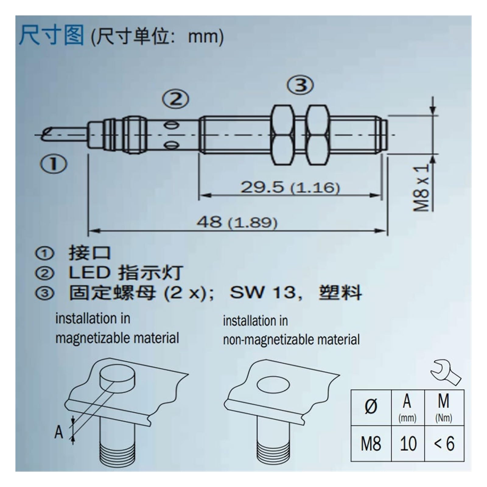 Interruptor magnético MM08-60ANS-ZUK 1040066 Sensor magnético