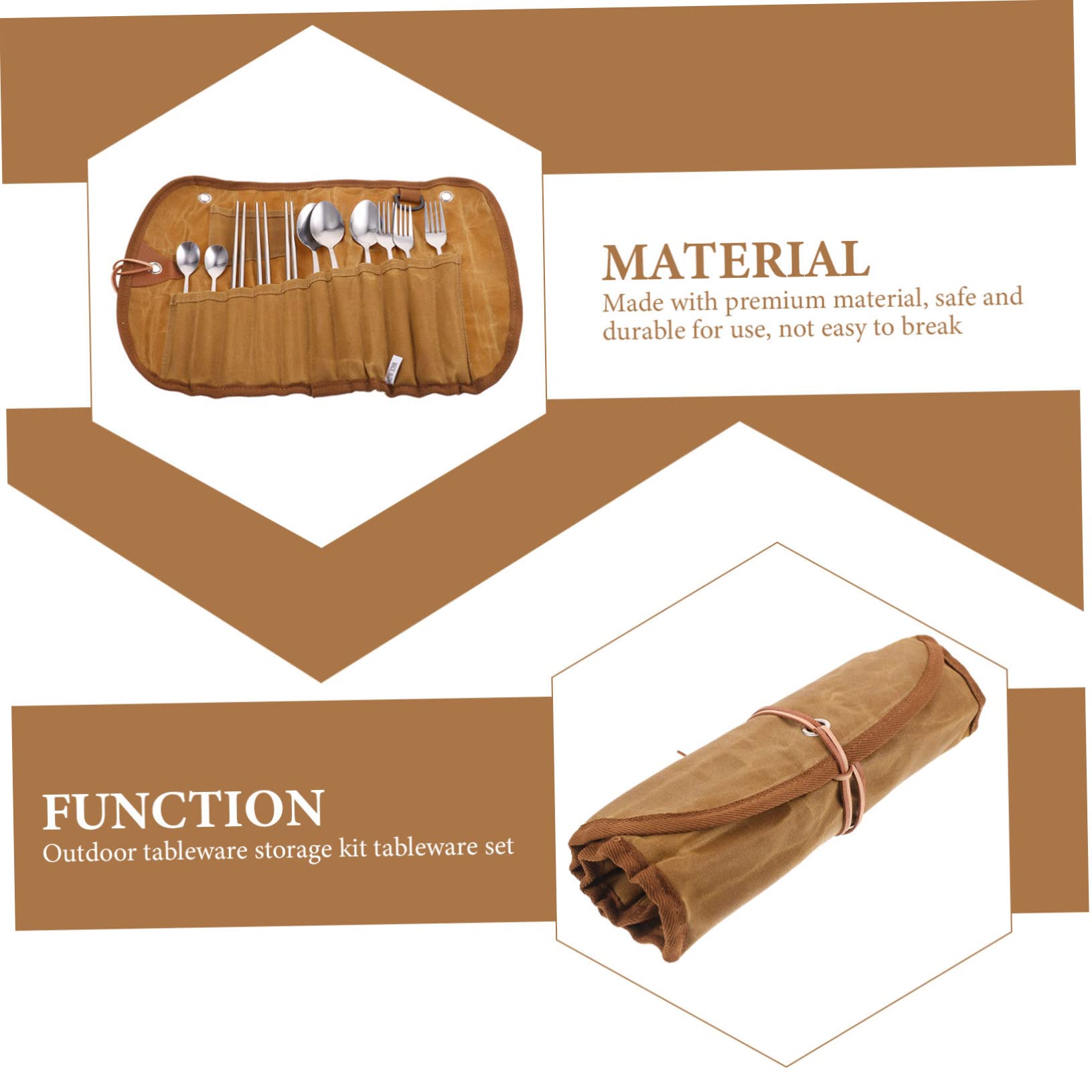 Mikikit Ensemble De Couverts De Camping Portable Pliable, Étui De Rangement Compact, Matériau Inoxydable, Kit Vaisselle Extérieur Léger, Pour Pique-niques, Randonnée Et Barbecue