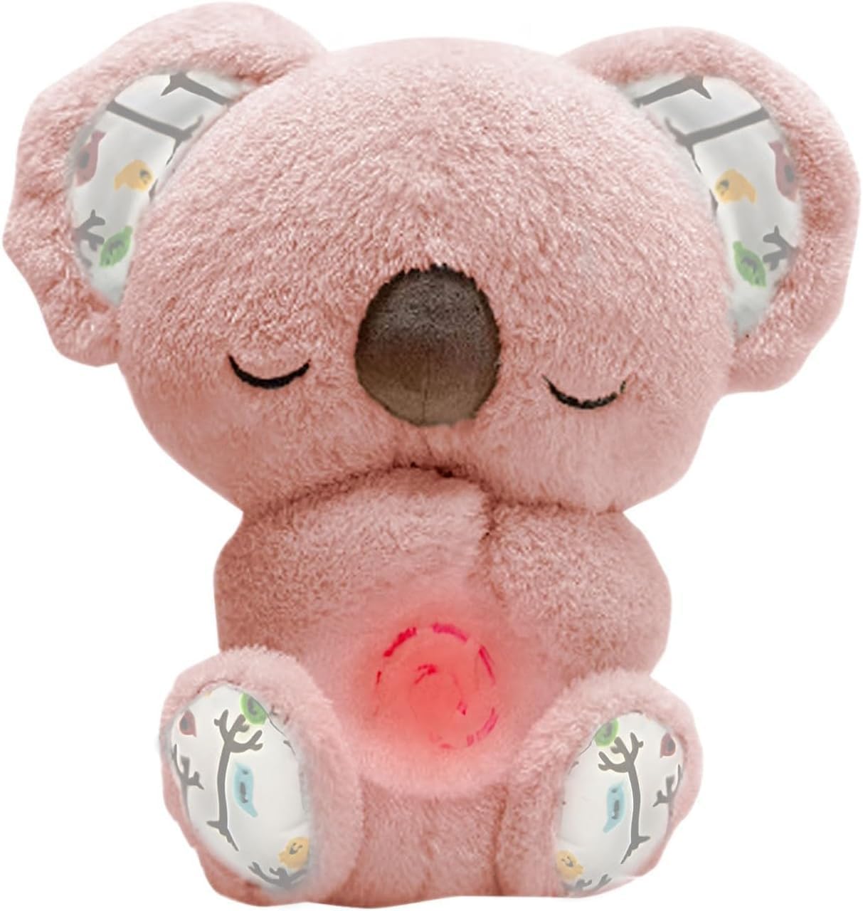Anxiety Relief Koala, 2025 Anxiety Relief Plush Breathing Animal, Sleeping Koala Plush Breathing with Musical Lights & Rhythmic Breathing Motion, Birthday Gift (Pink)