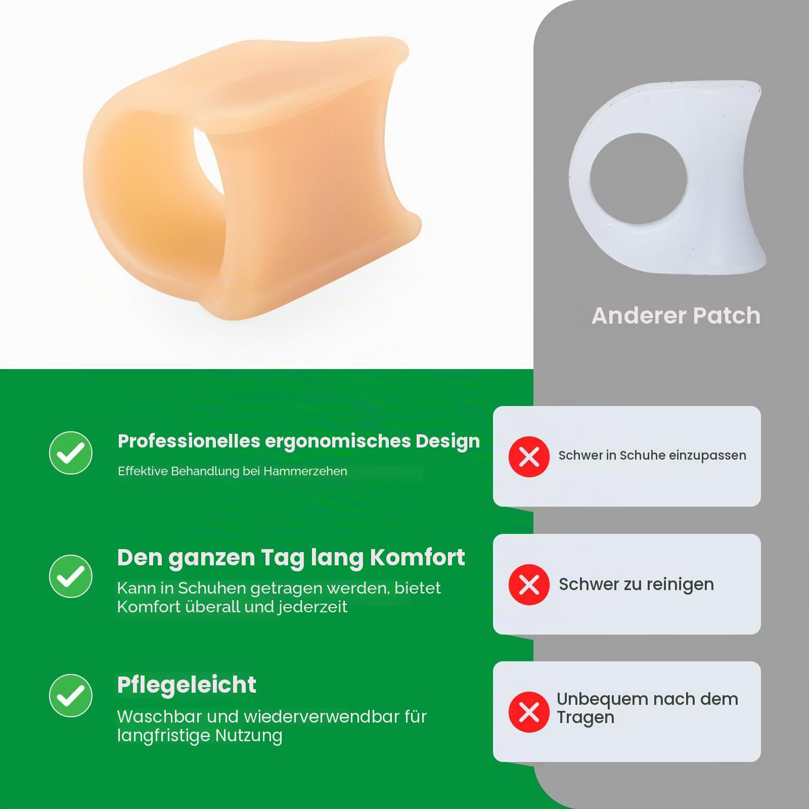 Bukihome Hammerzehen Korrektur, 6 Packs Gel Hammerzehen Schiene, Krallenzehen Korrektur, für Hammerzeh, Neuausrichtung von gebückten, schiefen, Krallenzehen (Hautfarbe, 3 Größen)