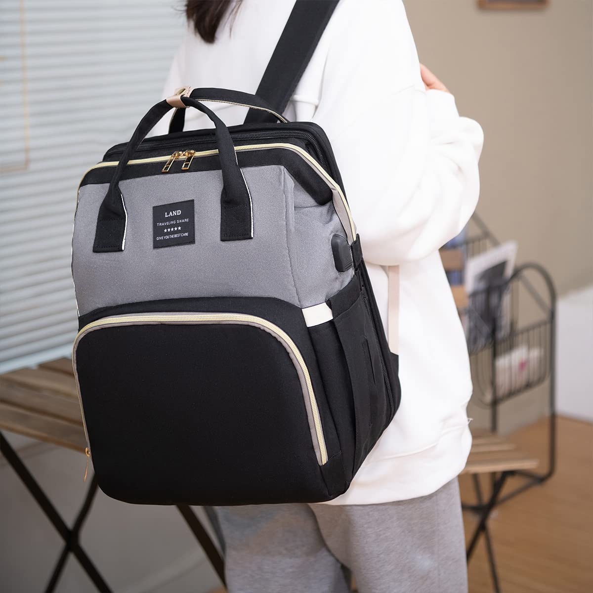 Zaino Fasciatoio Mamma Multifunzione Grande con Lettino e Borsa Isolante