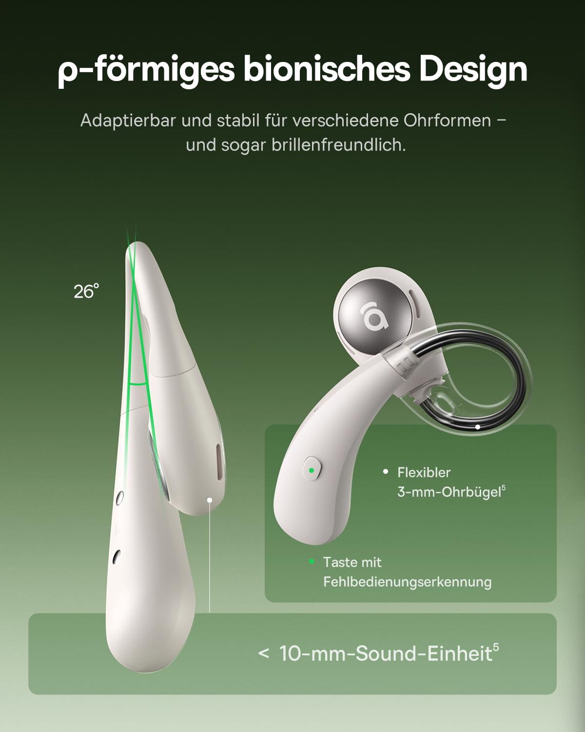Baseus Eli Sport2 Open Ear Kopfhörer, Open Ear Headphones Sport mit S-Komfortkurve, 45H Playtime, SuperBass 2.0, IPX7, Bluetooth 6.0, 4-Mic KI-klare Anrufe, Sportkopfhörer für Fitness Laufen