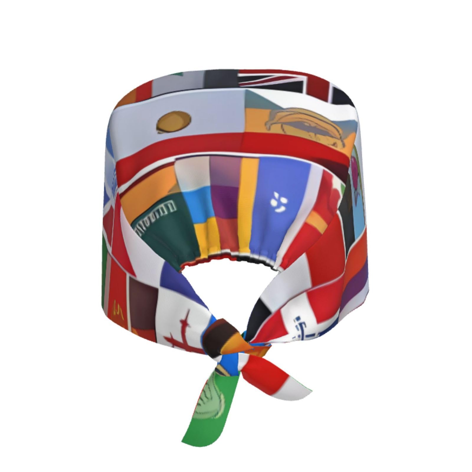 YYHHAOFA Breathable Work Hat Various Flags Printed for Chef, Nursing, Spa, Facial Care, Fitness Black