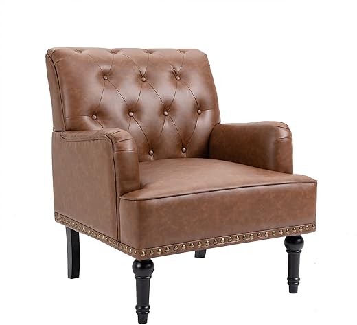 Sepnine Klassischer Sessel,Lounge Kunstleder,Vintage mit Nieten Loungesessel,für Wohn und Wohnzimmer Armlehnensessel Erholungzimmer, 150 kg belastbar