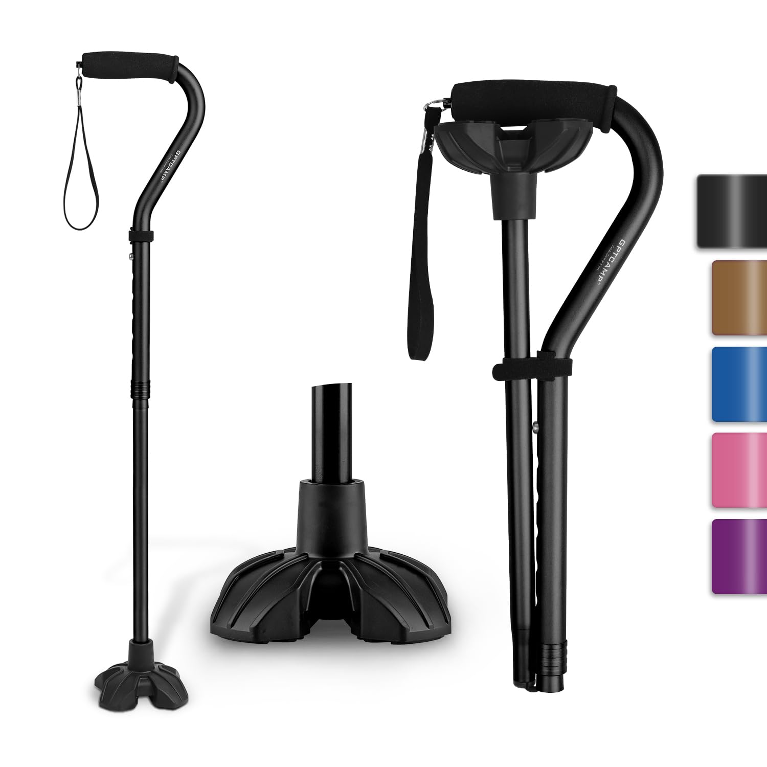 GPTCAMP G1 Walking Stick for Men and Women, Slim Folding Folding Lightweight and Sturdy Walking Stick with Comfortable T-Handles