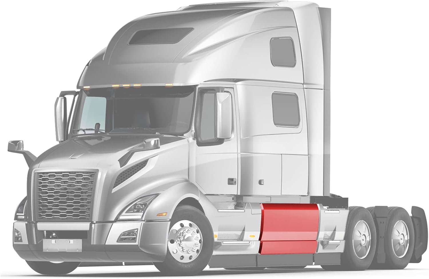 Chassis Middle Fairing Panel 63" Left Driver Side (78549143) Compatible with Volvo VNL 2018+ 740, 860 Includes Logo, 2x 22" Wipers, License Plate Frame, and Reflective Vest
