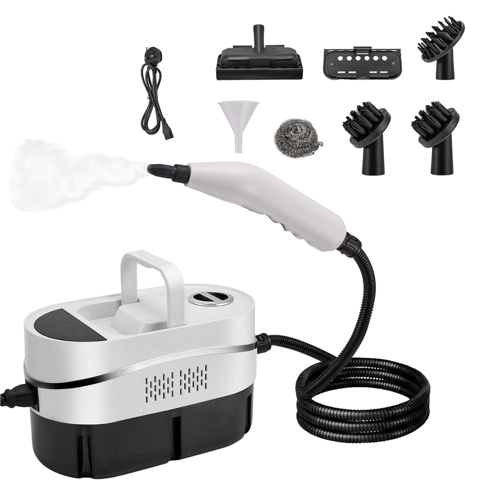 Vaporeta Limpieza Portátil 1200ML, 2500W Limpiador a Vapor Manual con 8 Accesorios, 4.5 Bar Vaporeta de Mano con Pantalla Táctil, Presión de Vapor para Cocina, Baño, Coche, Suelo, Sofá