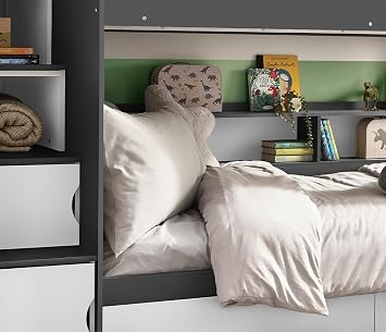 happybeds Tuscan Grey and White Wooden Staircase Bunk Bed, 3ft Single