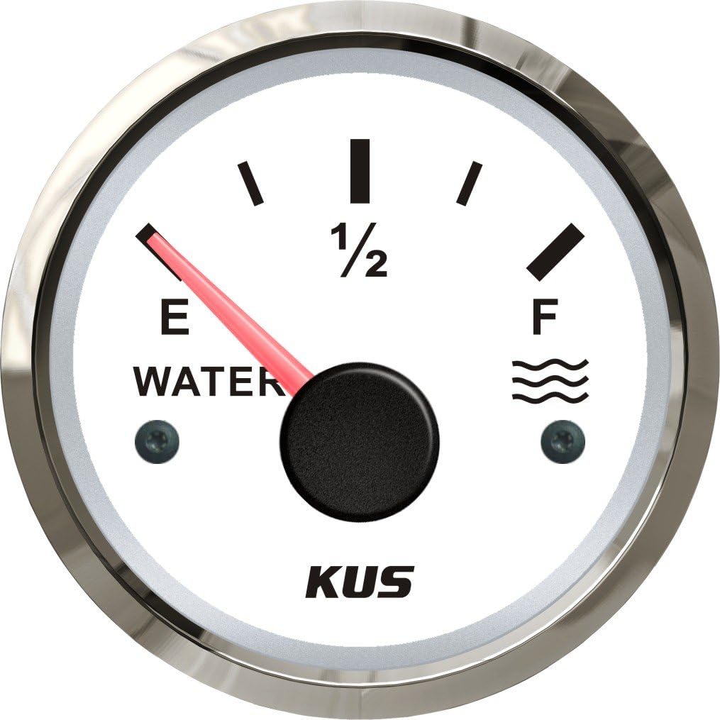 Water Level Gauge Meter Indicator 0-190ohm With Backlight 12V/24V 52MM(2") (White)