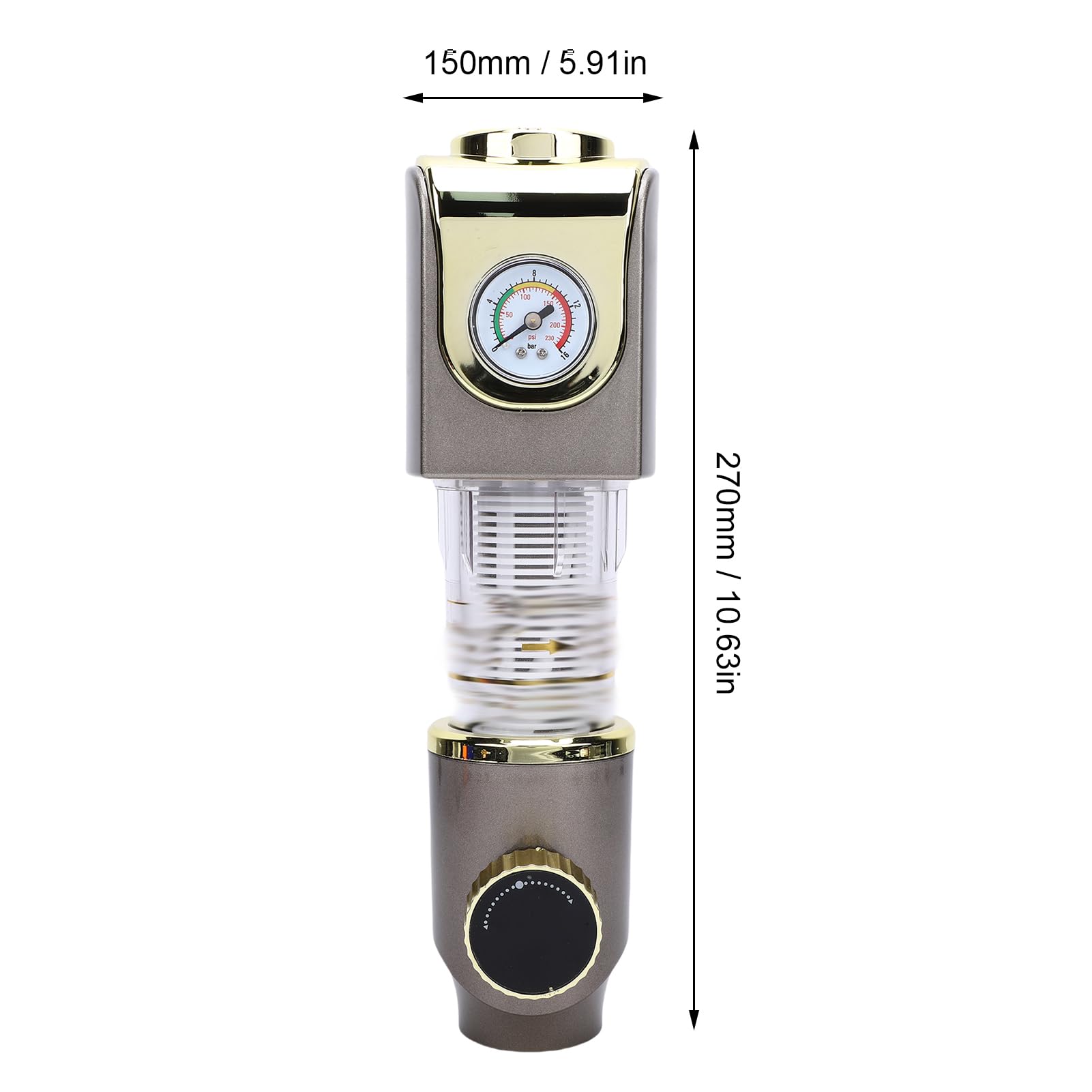 Luocute Filtro de Sedimentos, Prefiltro de Agua de Acero Inoxidable de 3/4 pulg., 40 Micras, Caudal de 8 T/h para Toda la Casa, con Medidor de Presión y Pantalla Lavable Reutilizable