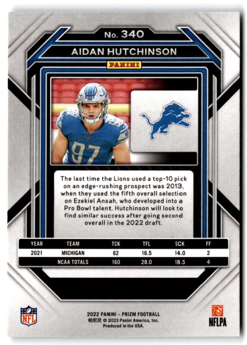 Amazon.com: 2022 Panini Prizm #340 AIDAN HUTCHINSON RC