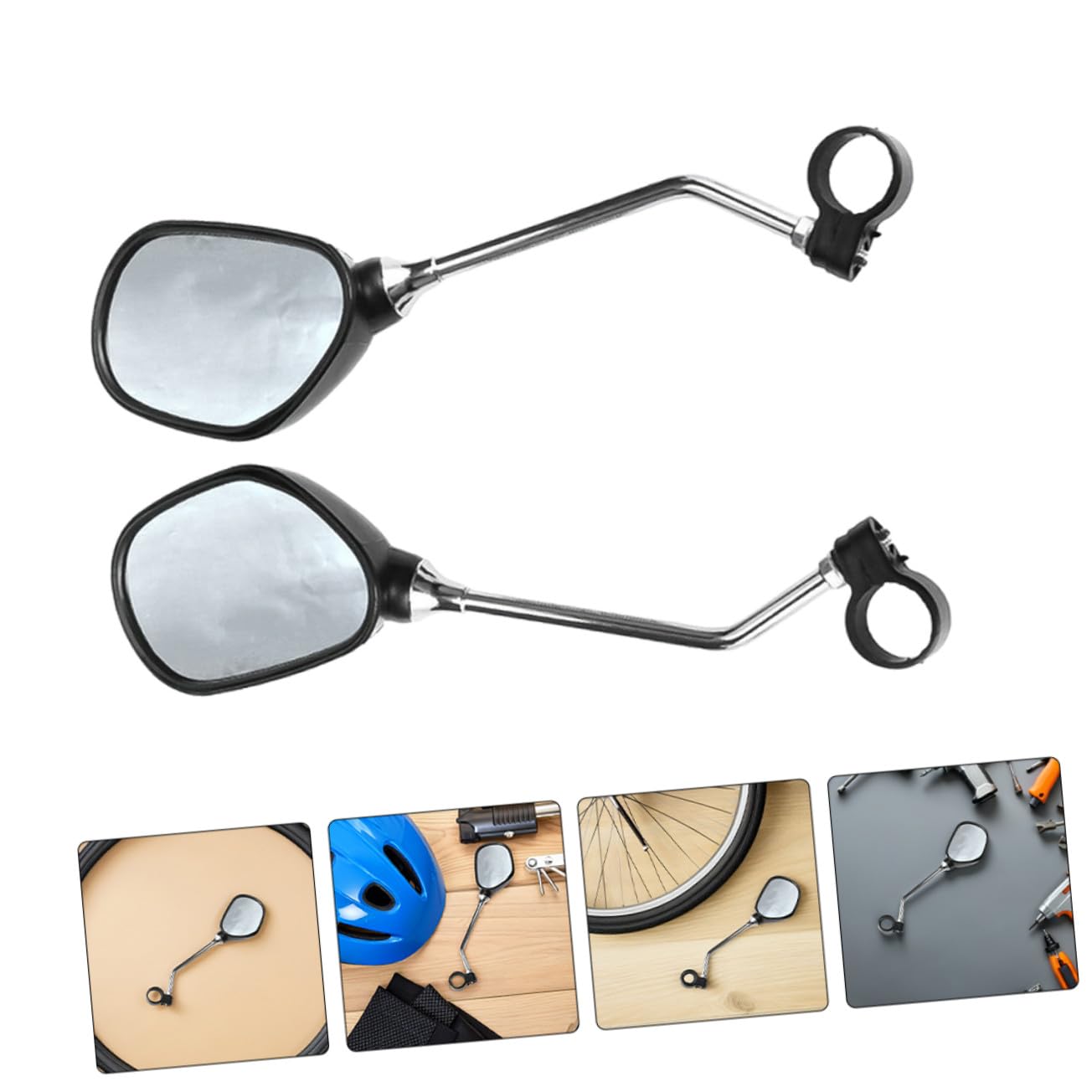 Specchietto Retrovisore per Bicicletta 2 Paia Abs Nero | Montaggio Semplice, Struttura Anti-vibrazione, Superficie ad Alta Definizione, Ampia Copertura Angolare
