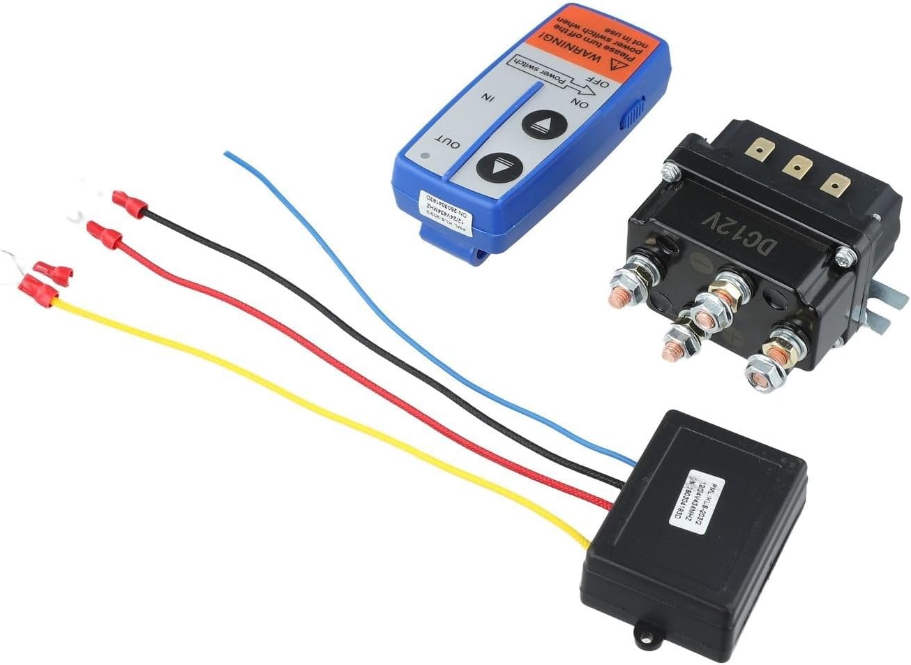 12V 250A Electric Winch Relay and Radio Remote Control Set for ATV UTV Utility Vehicles, Brass Coil High Performance Replacement Kit with Controller and 2 Handheld Remotes, Black ABS Housing
