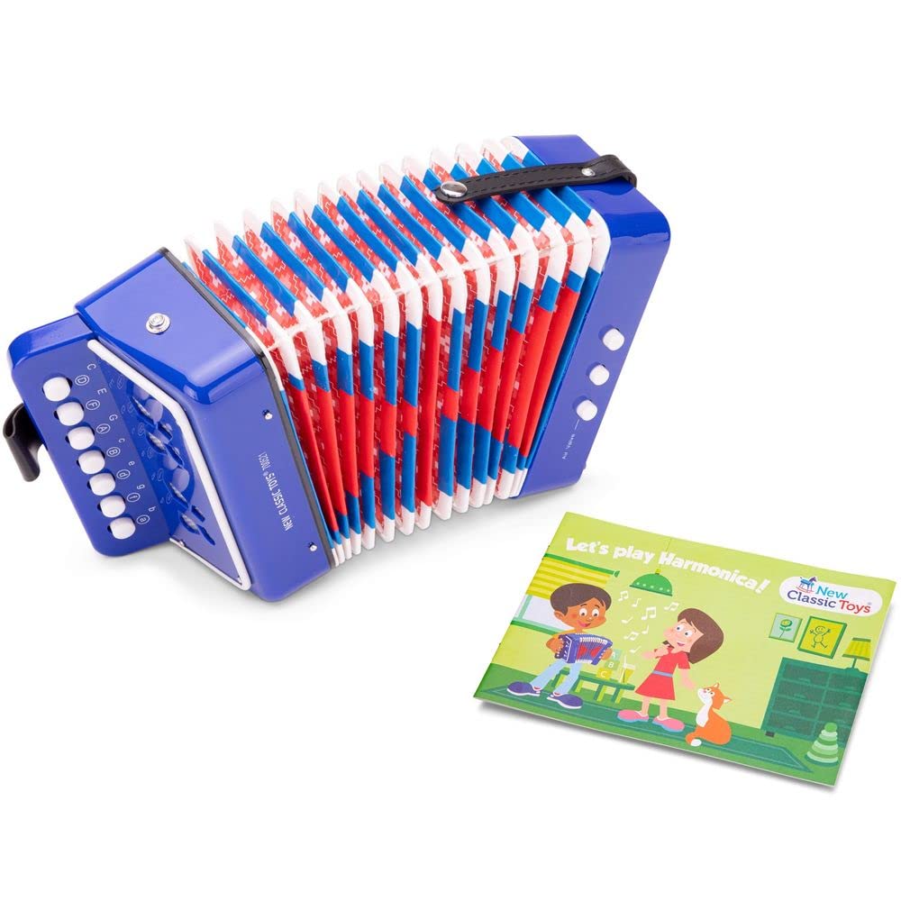 Woet® Blue Toy Accordion for Kids Musical Instrument with Song Book and 8 Songs, Beginner Educational Music Toy - Image 2