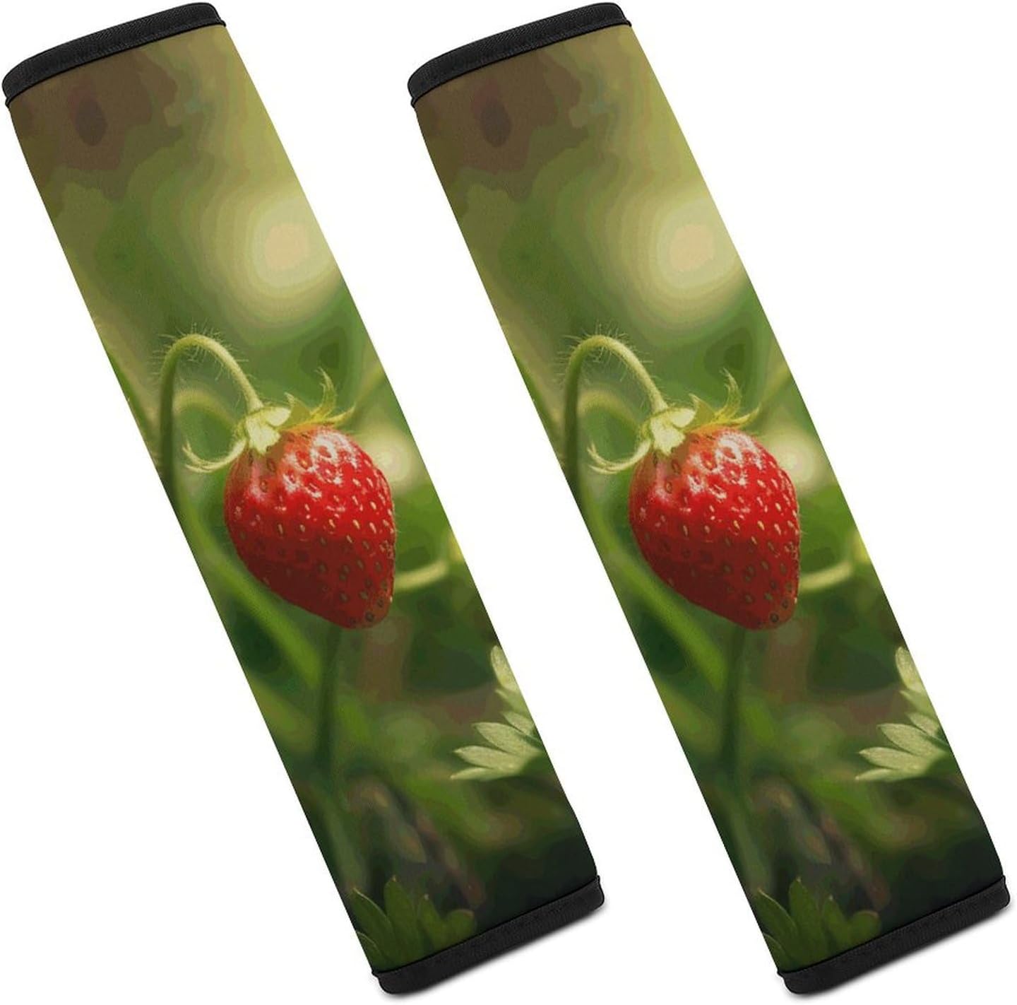 2 PCS Super Soft Car Seat Belt Pad, Cute Strawberries on The Grass Printed Waterproof Sweat-Absorbing Seat Belt Covers Backpack Shoulder Pad for All Car Seats Baby Strollers
