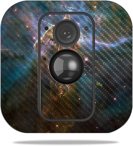 Miniatura 252 de MightySkins - Skin de fibra de carbono para cámara Blink XT para exteriores, chips dorados, acabado de fibra de carbono texturizado, protector