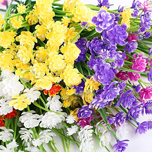 HATOKU 10pcs Artificial Flowers for Outdoors, Fake Outdoor Flowers UV Resistant, Lifelike Plastic Flowers for Indoor Outdoors Home Office Garden Wedding Decorations(Mixture) - Thumbnail 3