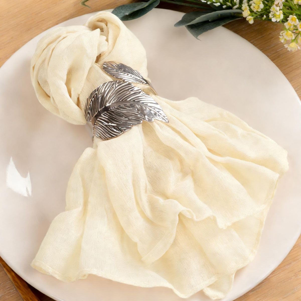 Cloth Napkins Set of 10 21"x21" Reusable Cheesecloth Napkins Bulk Beige