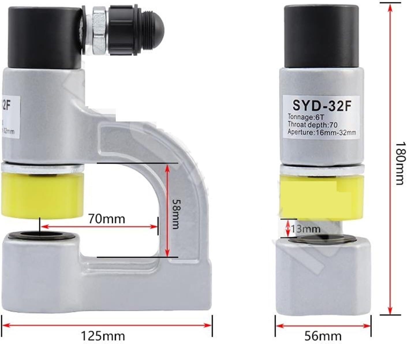 Drill Press, SYD-32F Split Type Hydraulic Cable Bridge Hole Puncher Output 6T Range 6-32mm Hydraulic Punching Tool(With 22mm die)