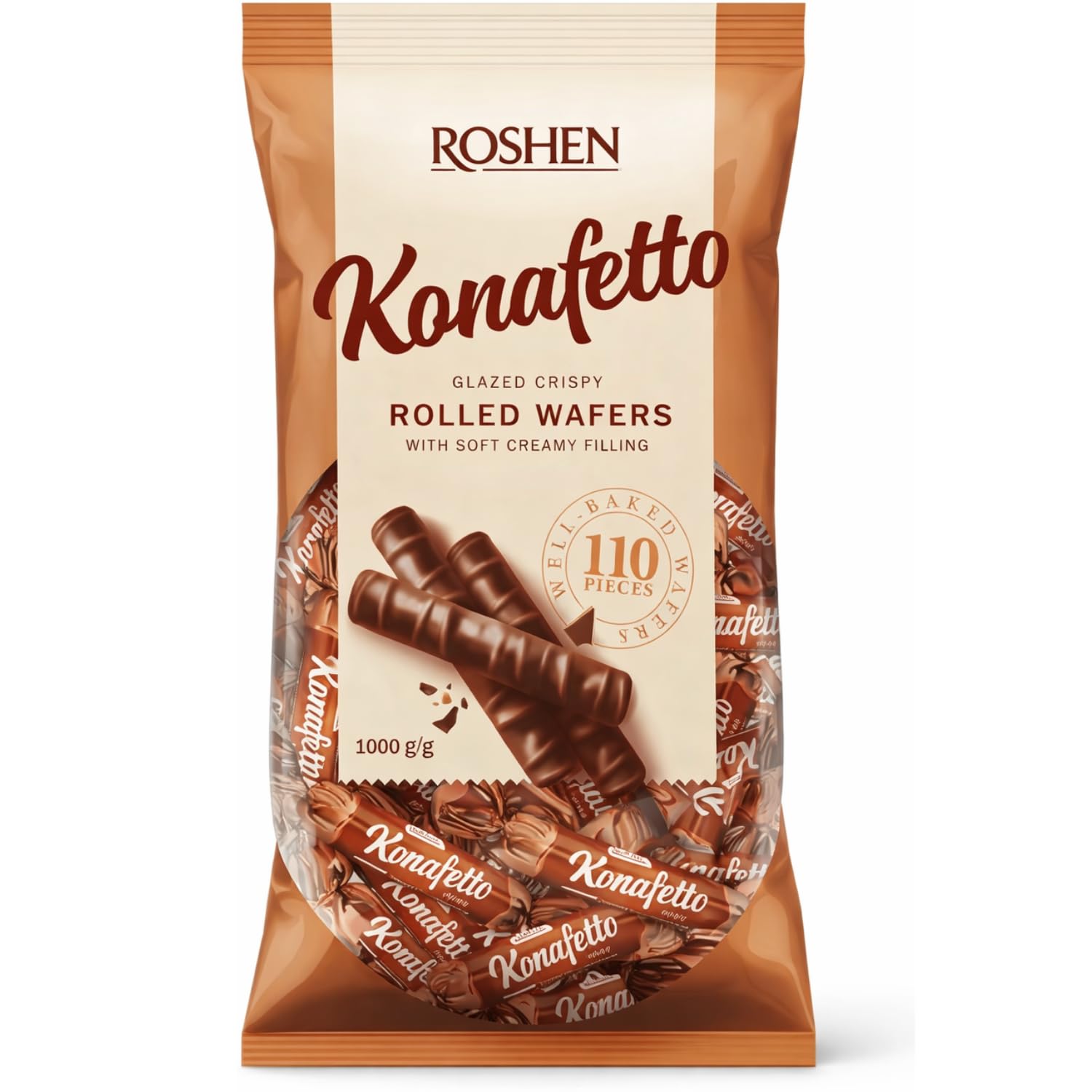 ROSHEN Konafetto (COCOA) Glazed Chocolate Candy Rolled – 1kg Family Value Pack By COUGAR – Eid Special, Crispy Rolled Wafers with Soft Creamy Filling, Chocolate Coated Crunchy Wafer Rolls, Imported European Snack for Sharing, Gifting, Parties, Office Treats & Dessert Platters – (IMPORTED - UKRAINE)-image-18