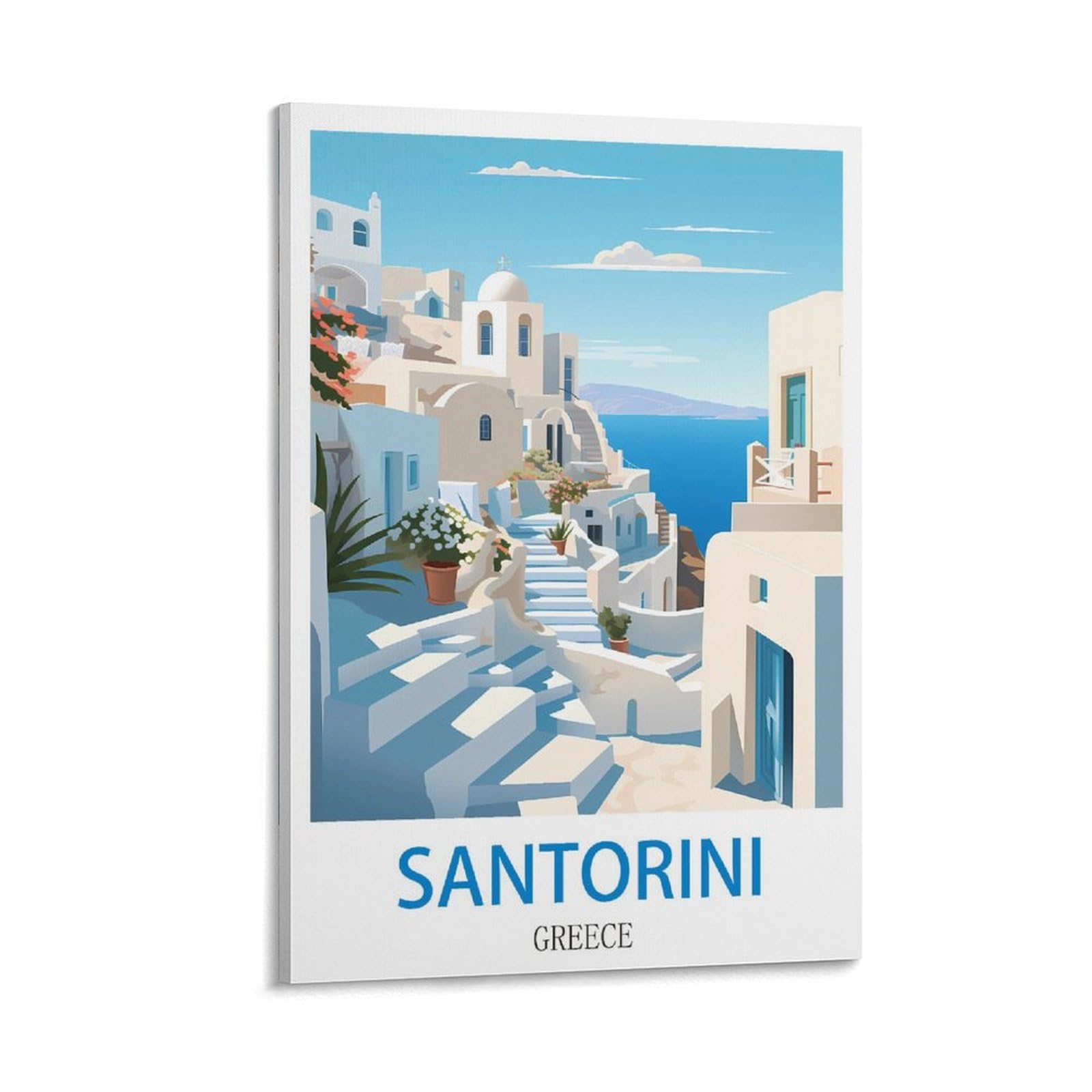 Ndoud Frame-Style Santorini Greece Vintage Travel Posters 08X12inch(20X30cm) Wall Art Picture Print Canvas Painting For Living Room Home Decor