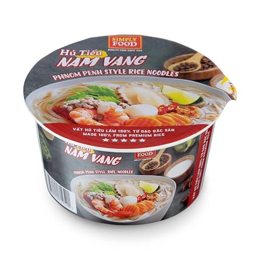 Miniatura 2 de SIMPLY FOOD Fideos instantáneos de arroz Phnom Penh (H Tiu Nam Vang)  9 tazones2.65 oz cada uno  Deliciosos, finos, planos, fideos de arroz blanco
