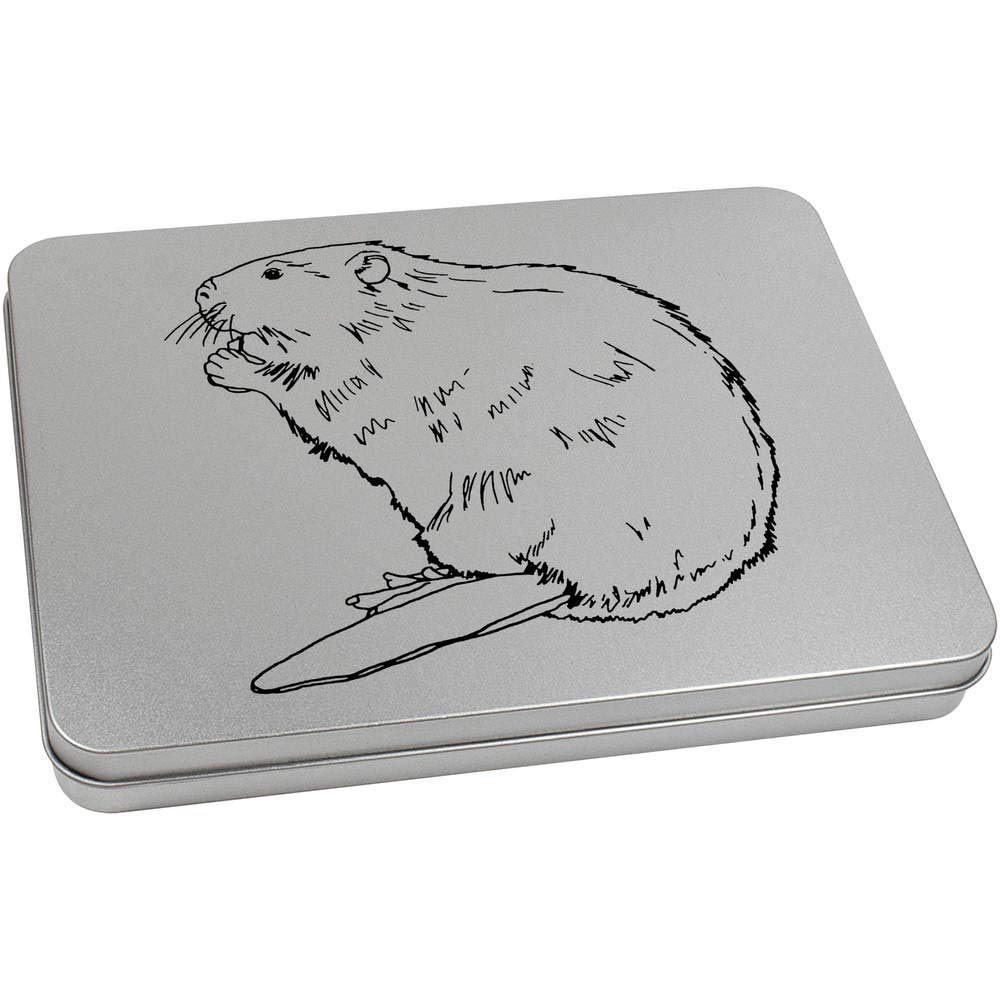 Azeeda 220mm 'Beaver' Metal Hinged Tin/Storage Box (TT00134353)