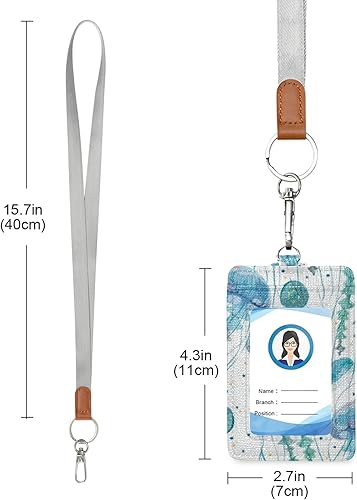 Miniatura 3 de Portatarjetas de medusas de mar azul, cartera de piel sintética para tarjetas de identificación con cordón para el cuello y llavero