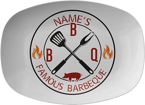Plato personalizado para servir con nombre de papá en la barbacoa, plato con nombres personalizados para jardín, barbacoa, reunión familiar, nombres