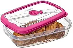 Sanremo - Pote Plástico Hermético Retangular de 1260ml, Linha Flor