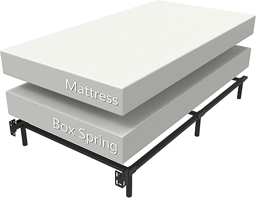 Miniatura 4 de Marco de cama de tamaño individual, marco de cama de metal de 7 pulgadas, tamaño individual para somier, montaje rápido y fácil, marco de cama