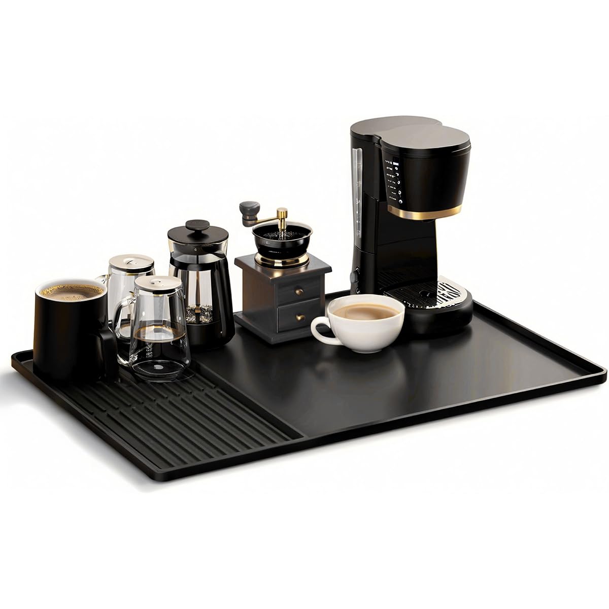 Tapis de machine à café amovible imperméable et antidérapant pour grand plan de travail