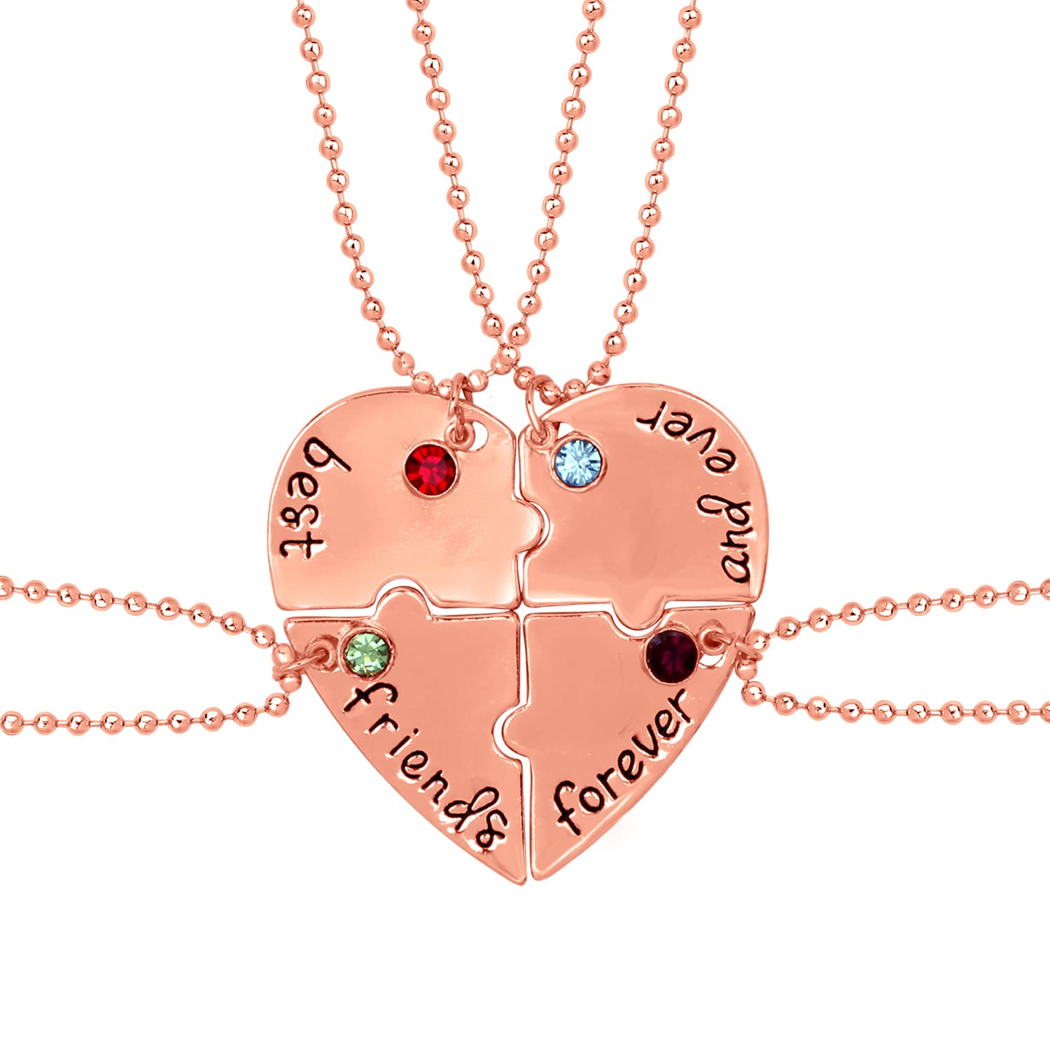 Rosegold Plated Best Friend Forever Unisex Pendant with Multicolor Crystals (PSCO1101795Z)-image-34
