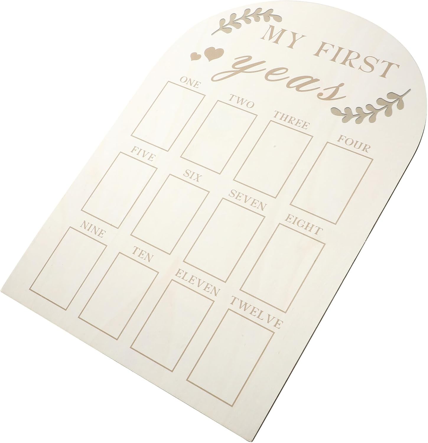 KALLORY Wooden Picture Frame Newborn First Year Photo Board Milestone Display for Nursery Decoration and First Birthday Keepsake