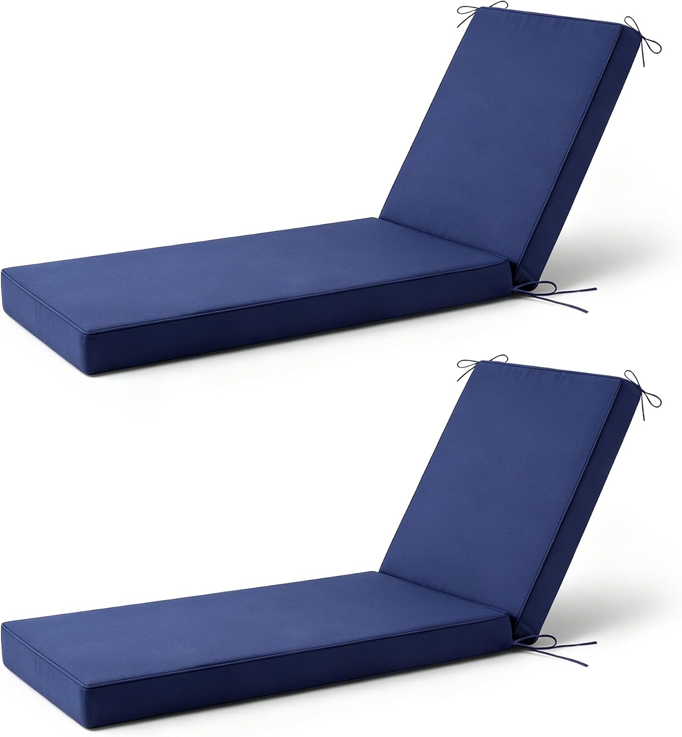 Chaise Lounge Cushions Outdoor, 72x 21x 3 Inch Waterproof & Fade-Resistant Lounge Chair Cushion, Outdoor Chaise Cushion with Removable Cover & Ties for Lawn, Patio, Pool & Beach, Beige thumbnail
