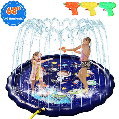 UHAPEER Splash Pad, Juego de Salpicaduras y Salpicaduras Aspersores 170cm, con 3 Pistolas de Agua, para Actividades Familiares Aire Libre Jardín Playa (Cielo Estrellado)