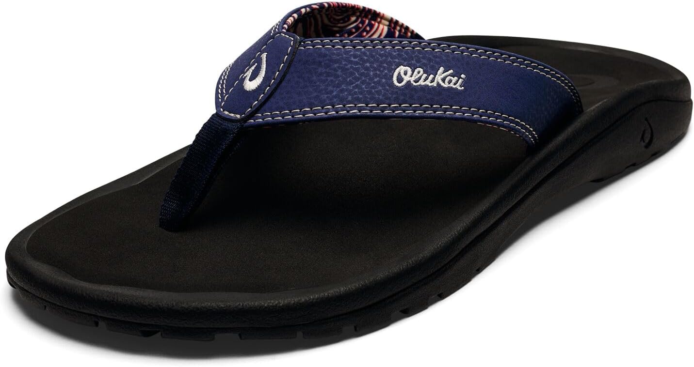 OLUKAI Ohana Men's Beach Sandals, Water Resistant Flip Flops, Arch Support & Comfort Fit, Lightweight & Durable, Enhanced Grip & Traction,