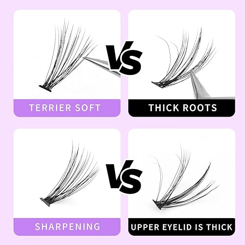 Miniatura 5 de Bodermincer Paquete de 200 unidades, rizo C, 20 raíces de 0.003 in de grosor de 0.003 in, maquillaje profesional, pestañas individuales, color