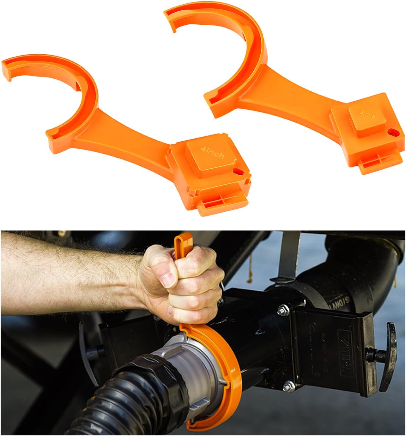 2PCS RV Sewer Hose Wrench, 3 Inch & 4 Inch Male/Female RV Cleanout Cap Plug Wrenches, Multi-Purpose Spanner Connect Disconnect Sewer Hoses, Essential Tools for RVs Camper Vans