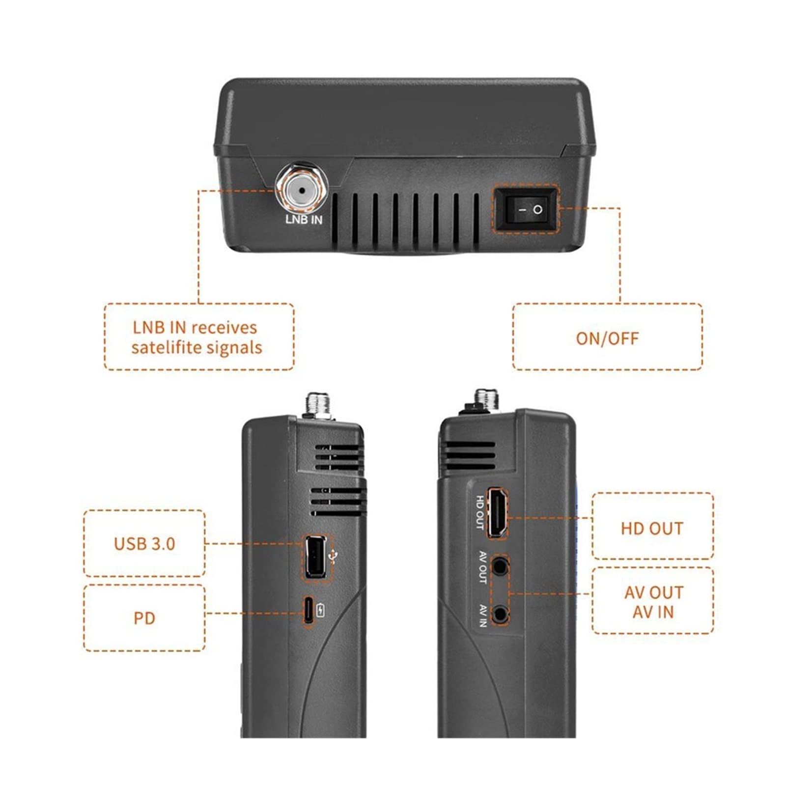 Meter Satellite Signal Finder Dvb-s2x/s2/s 2.4g Digital 1080p Hd Star compatibile for Youtube Decodificatore del ricevitore