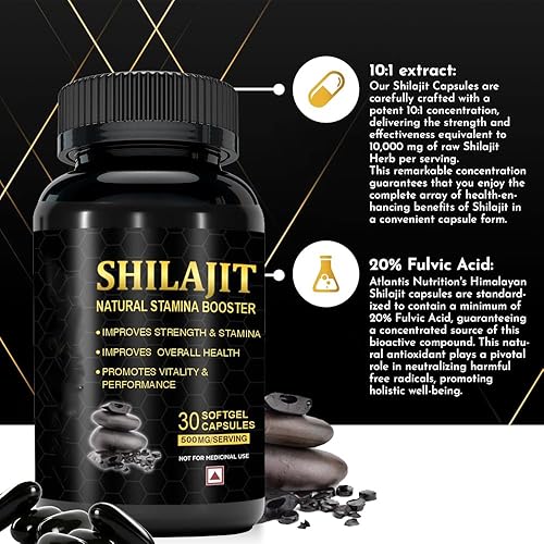 Miniatura 3 de Suplemento Shilajit con 20% de ácido fúlvico (altos minerales)  Auténtico shilajit del Himalaya con más de 85 minerales traza para energía,