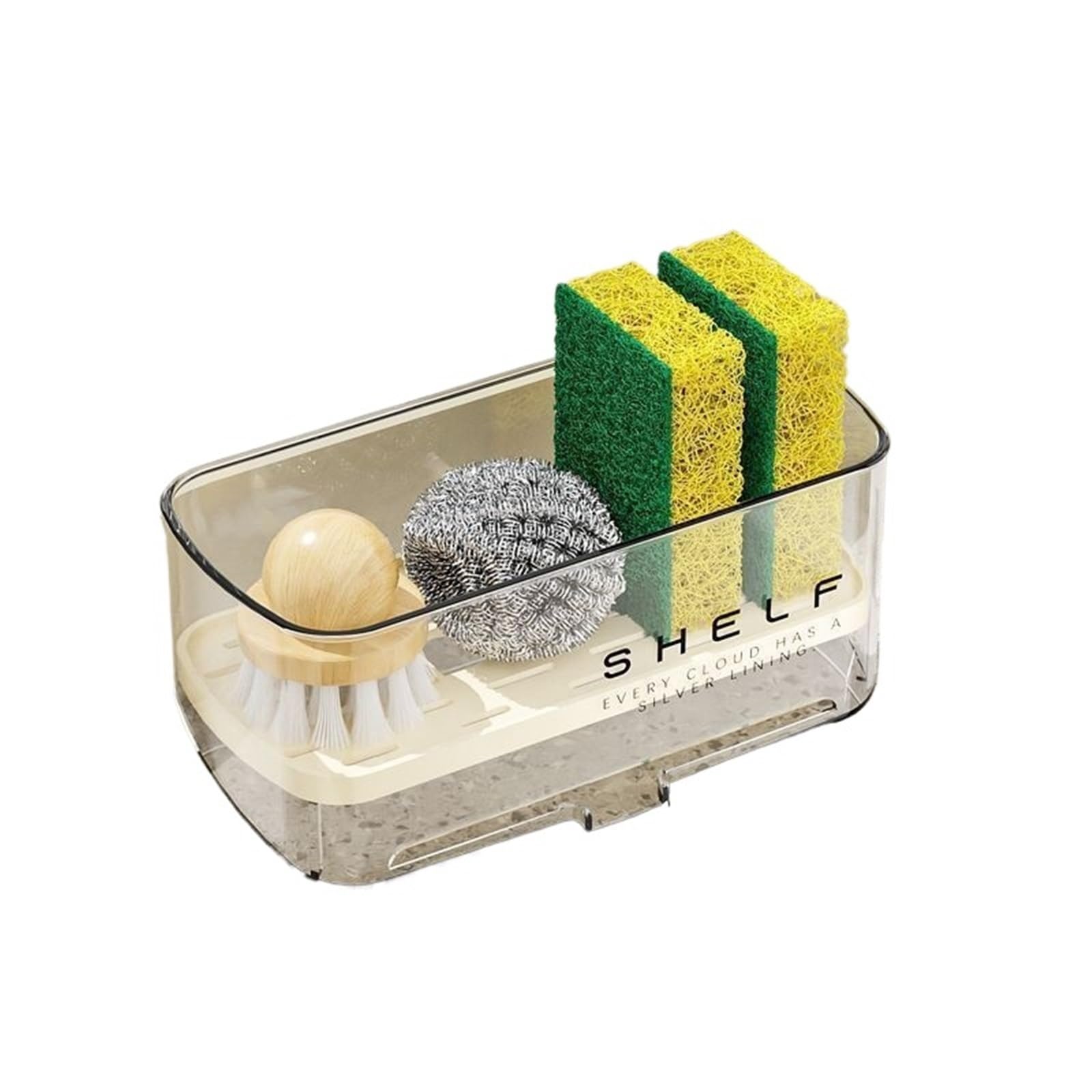 DSFVERVD Drain rack Countertop Drain Rack Large-Capacity Clear Plastic Kitchen Organizer,Ventilated Sink Shelf for Sponges,Soaps & Cleaning Supplies(White)