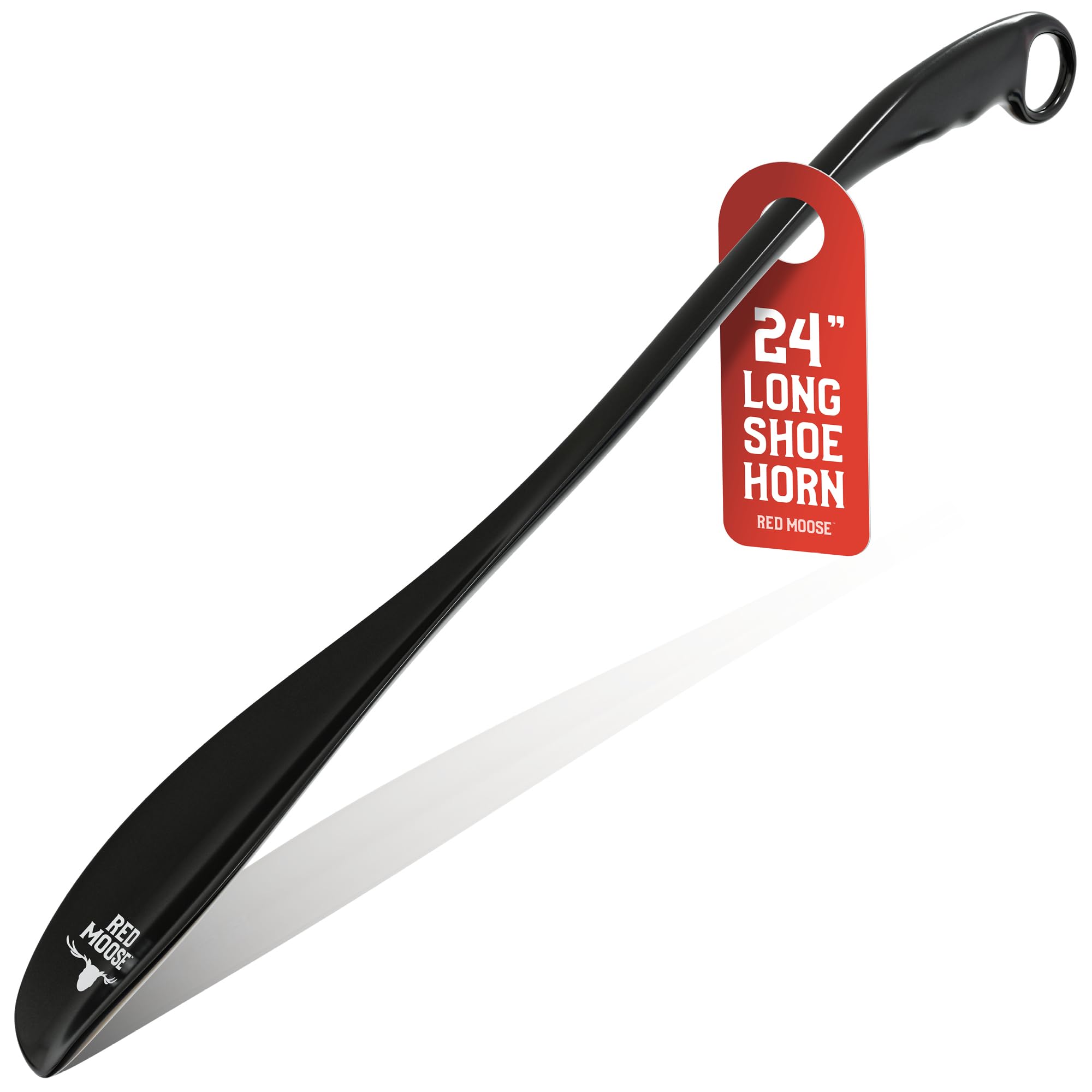 Roter Elch Schuhlöffel, langer Griff, Metall, 61 cm, langlebig und stabil für Schuhe und Stiefel