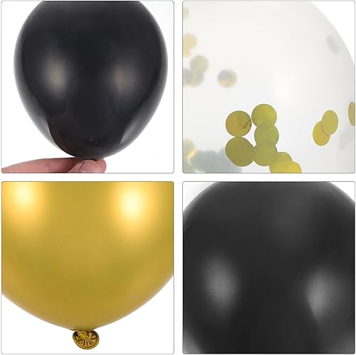 Miniatura 6 de Globo de graduación de látex negro dorado para decoración de fiesta con globos de confeti blanco, kit ligero para colgar en la pared y la puerta,