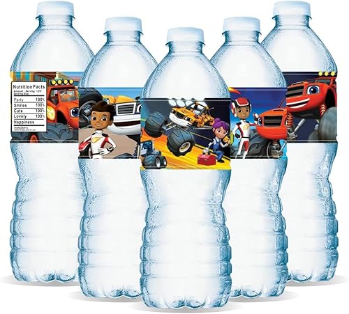 Miniatura 2 de 24 etiquetas para botellas de agua Blaze and The Monster Machines para suministros de fiesta de cumpleaños Blaze y The Monster Machines,